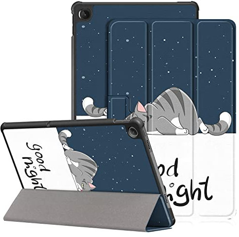 DINGGUAGUA Funda para Lenovo Tab M10 Plus (3rd Gen) 10.6 Pulgadas 2022 TB-125F/TB-128F,Ultra Delgado PU Carcasa con Función de Soporte y Auto Estela/Sueño,Gato Perezoso