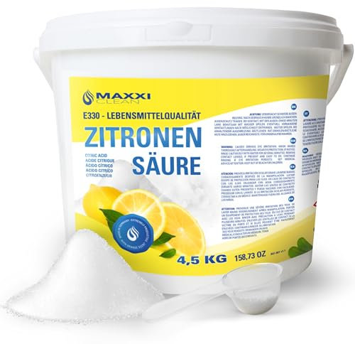 4,5 kg Zitronensäure Citric Acid E330 Lebensmittelqualität im wiederverschliessbaren Eimer - ökologischer Entkalker und Säuerungsmittel