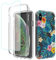 Sidande Case for iPhone Xs Max Case with Tempered Glass Screen Protector, Full Body Clear Floral TPU Slim Phone Protective Armor Cover for Apple iPhone Xs Max 6.5 (Flowers & Leaves)