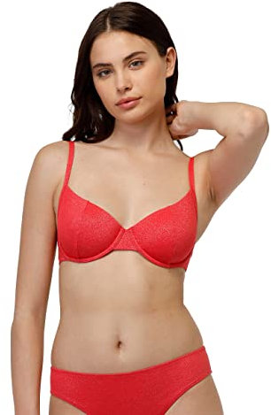 LOVABLE Reggiseno Ferretto Plain Lurex Bikini, Corallo, 34D Donna