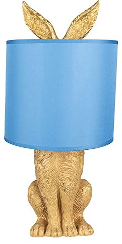 Clayre & Eef Tischlampe Kaninchen Ø 20x43 cm Goldfarbig Kunststoff Schreibtischlampe