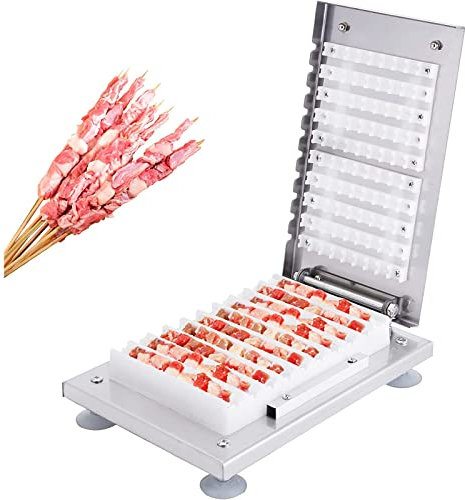 Machine À Brochette De Viande en Acier Inoxydable, Outil De Brochette De Viande De Brochettes De Barbecue À 10 Trous, Économisez L'effort Humain, pour Les Grillades Au Barbecue