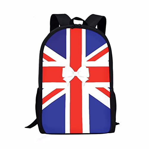 UOIMAG Union Jack British Flag School Backpack for Girls Lightweight Bookbag with Side Pockets 17 Inch Travel Bags
