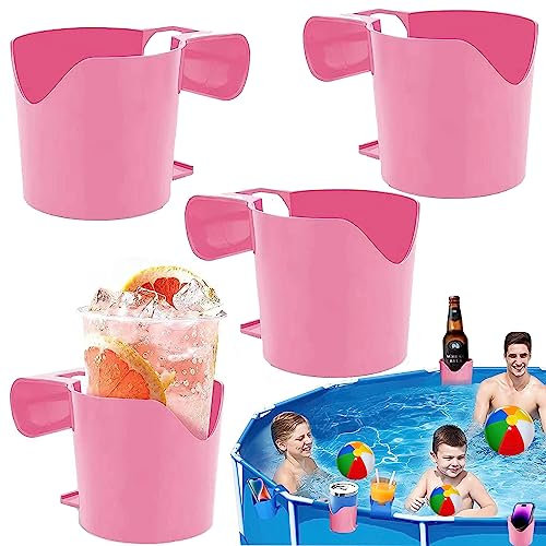 Lot de 4 porte-gobelets au bord de la piscine pour piscines hors sol, porte-gobelet de piscine pour boissons, sans déversement, facile à accrocher, convient uniquement à une barre