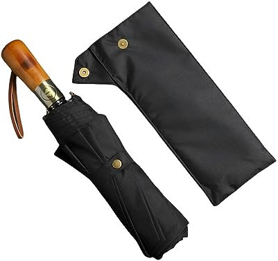 NOGRAX Regenschirm 10 Rippen 115 cm Großer Regenschirm Business Automatisch Regen Doppelschicht Winddicht Großer Golfschirme-schwarz