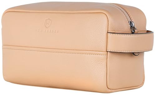 VON HEESEN Kulturbeutel Leder Kulturtasche für Herren & Damen - Echtleder Necessaire ideal zum Reisen - Waschtasche und Kosmetiktasche mit einem Hauptfach Rose, groß