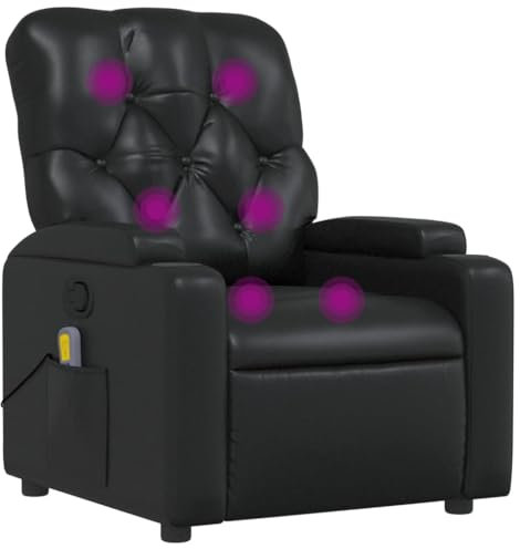 vidaXL Massagesessel, Sessel Verstellbare Rückenlehne, Fernsehsessel Relaxsessel mit Vibrationsfunktion, Liegesessel Polstersessel Ruhesessel, Schwarz Kunstleder