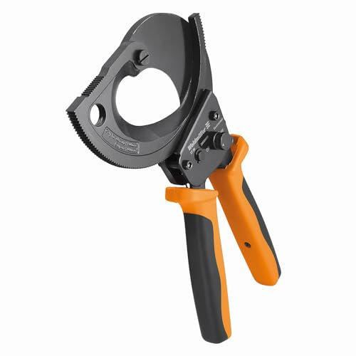 Weidmüller Kabelschneider KT 50 (bis ø 52mm, mit Ratschenfunktion, für Aluminium + Kupfer, quetschfreies Schneiden, Kabelzange Länge 345 mm, Werkzeug für Elektriker) 480762