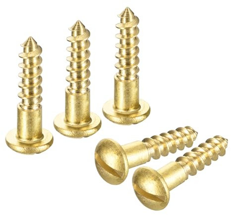 QUARKZMAN Holzschrauben M3,5 x 16mm Schlitz Rundkopf Messing Selbstschneidende Schraube Holzarbeitsschraube 40 Stück