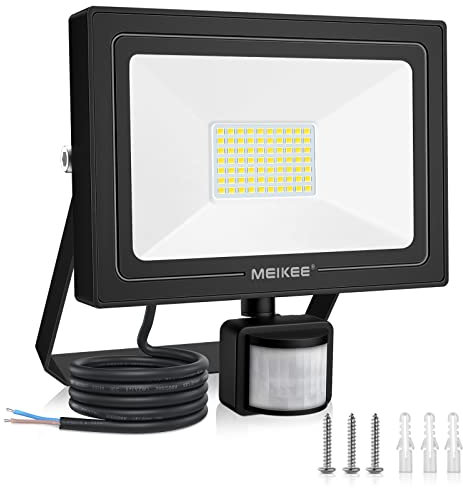 MEIKEE Security Lights with Motion Sensor 60W PIR Light Super Bright 5200 Lumen LED Sensor Flood Lights Outdoor IP66 Waterproof Daylight White Wall Light Perfect for Garage Garden Forecourt Hallway