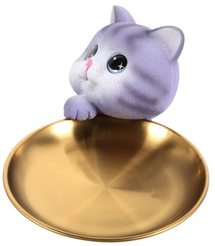 Cabilock Ablagefach für Katzen stainless steel inoxlm Tablett aus Schmuckständer Schmucktablett Desktop-Schmuckaufbewahrungsplatte Schmuckbehälter aus Edelstahl die Katze Obstschale, L55P2H74519E