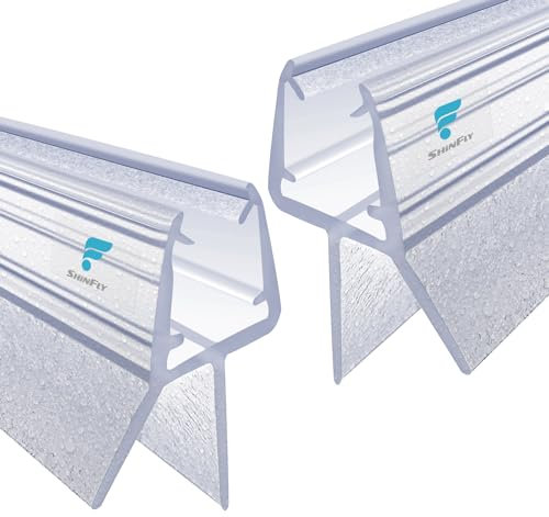shinfly Duschtürdichtung | Dichtung Dusche Glastür mit Gummilippe für 6–8 mm Glasstärke | Ersatz Duschdichtung unten für 12mm Spalt | Schwallschutz & Wasserabweiser – Transparent(2 x 100cm)