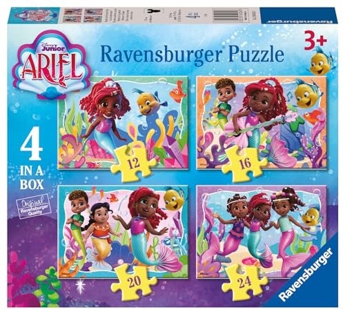 Ravensburger Disney Junior Ariel - The Little Mermaid Toys -4 in a Box Jigsaw Puzzles for Kids Age 3+