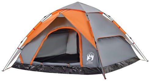 vidaXL Kuppel-Campingzelt 5 Personen Grau und Orange Quick Release