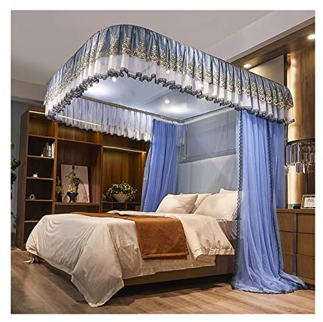 Betthimmel-Moskitonetze für Kinder und Erwachsene, U-Schienen-Schlafzimmer-Betthimmel, dekorative Bettvorhänge für Prinzessinnenzimmer (Größe: 180 x 200 x 200 cm)