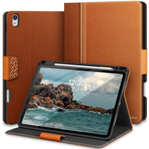 KingBlanc Funda para iPad Air de 13 pulgadas (M3 2025/M2 2024) con soporte para lápices, funda protectora duradera de piel sintética, función atril, encendido y apagado automático, multiángulo para