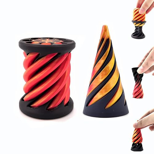 Impossible Pyramid Passthrough Sculpture, 3D Printed Spirals Cone Fidget Toy, Unmögliche Durchgang Pyramide Skulptur, Anxietys Relief Spirals Cone Toy, Stressabbau Fingerspiele for Desktop Decoration