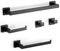 Virklyee Set Porta Asciugamano 5 Pezzi 43CM Portasciugamani in Acciaio Inox Porta Carta Igienica 2 Gancio per Asciugamani Montaggio a Parete Set Accessori da Bagno, Foro di Perforazione(Nero)