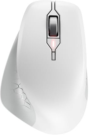 CHERRY STREAM MOUSE COMFORT, Kabellose Ergonomische Maus mit Gummierter Daumenauflage, Speziell für Rechtshänder, 2,4 GHz Funk, 6 Flüsterleise Tasten, Weiß