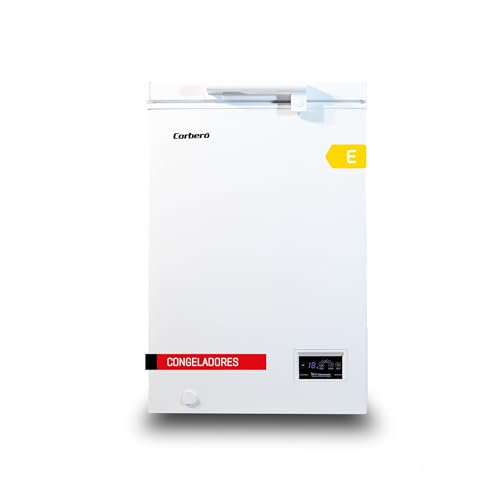 Corberó - Congelador Arcón 98 L | CCHH10024E | Control Electrónico con Display | Luces LED | Tirador, 1 Cesta Interior | 2 Ruedas, 2 Patas Ajustables | 40 Db, Eficiencia Energética E, Blanco
