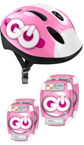 Stamp Combo Rose Casque + COUDIERES GENOUILLERES SKIDS Control Unisex-Youth, Pink, 50-56 cm