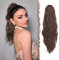 FESHFEN Gewellt Pferdeschwanz Haarteil mit Klammer, 50cm Pferdeschwanz Zopf Extensions Claw Clip in Wavy Ponytail Extension Synthetik Haarverlängerung für Frauen Damen, Schokoladen Braun