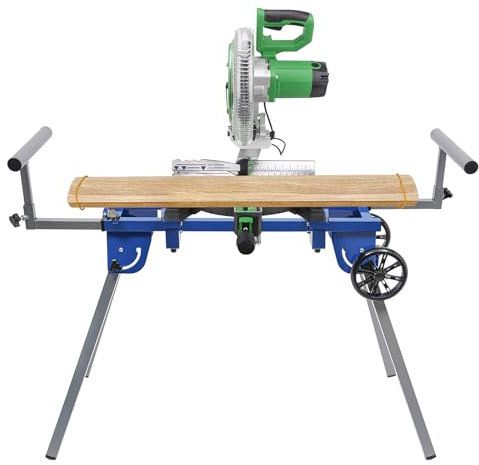 HuKaiL Kappsäge Werkbank, Kappsägen Sägetisch Untergestell Klappbar Höhenverstellbar mit 2 Räder und 150Kg Tragfähigkeit, Maschinentisch Arbeitstisch mit Anti-Rutsch-Matten für 7-14 Zoll Kappsägen