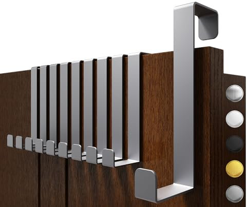 4smile Lot de 10 crochets de porte à suspendre - Gris - Solide - Pour tout l'appartement - Crochets flexibles de suspension - Barre de porte résistante - Porte-manteau de porte à suspendre