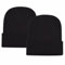 ATSNOSH 2 Stück Strickmütz für Herren Damen, Schwarz Beanie Mütze, Wintermütze Thermo Strickmütze, Warme Laufmütze Beanie, Winddichte Atmungsaktiv (DE/NL/SE/PL, Alphanumerisch, Einheitsgröße, Schwarz)