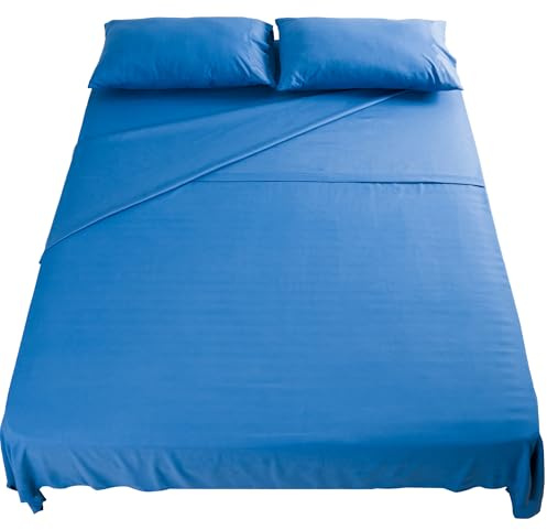 Set Lenzuola Letto Matrimoniale 160x200 cm cm 4pz Set Completo Lenzuolo Letto Piatto, Coprimaterasso con Angoli e Federe 50x80 in Morbida Microfibra Spazzolata Anti-Acaro Lavabile in Lavatrice