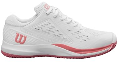 Wilson Rush Pro Ace Junior Tennis Shoes, Provide a Secure Fit and Dynamic Support, with a Durable Outsole for Improved Balance and Superior Traction, Colour: White/Mauveglow, Size: 5.5K