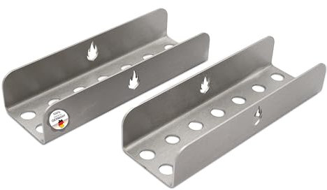Feuerfest 123 GmbH Fisch-Rack 2er Set aus Edelstahl - Für alle Kohle- und Gasgrills geeignet, Perfekter Halt ohne Anbrennen - Halter Fisch robust & unempfindlich - Grillaufsatz (Universalgröße)