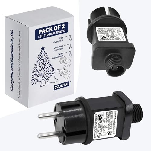 2 Pcs of 31V 6W Transformateur LED CZJUTAI IP44 Alimentation pour éclairage de Noël avec prise - Prise européenne (Socle à vis - Constant allumé - DC31V6W)