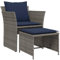 Kangmusi Gartenstuhl mit Fußhocker Grau Poly Rattan, Grau 368623