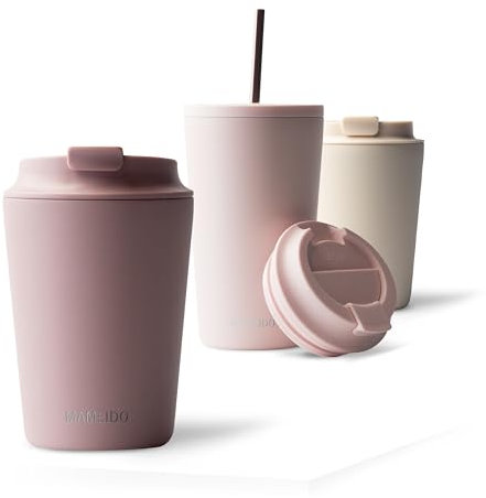 MAMEIDO Thermobecher 350ml, dichter Kaffeebecher to go aus Edelstahl doppelwandig isoliert, auslaufsicher, Coffee to go Becher warmhaltend (Powder Blush, 0,35l)