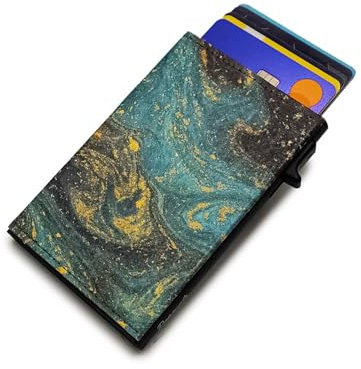 Paprcuts RFID Alu Kartenetui - Dünner Kartenhalter aus kratzfestem Aluminium und reißfestem HiTech Material Tyvek Bis zu 12 Karten & Geldscheine mit RFID Schutz Ultraleicht Unisex | Saphire Marble