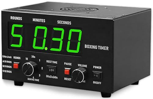 Temporizador de Intervalos de Boxeo Clásico, Temporizador de Gimnasia Profesional con Pantalla LED, 1-12 Rondas de desafío Y Zumbador Ajustable, Entrenamiento de 30 S-10 Min,Green
