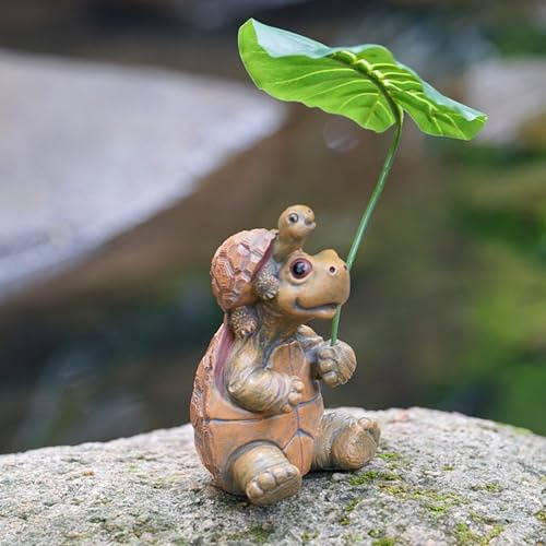 DZAY Gartendeko Figuren Draußen Frosch Deko,Garten Wetterfest Frösche Deko Figuren,Gartendeko Frosch Gartenfiguren,Tiere Dekofiguren Gartenfigur für Außen Harz Statue Balkon Terrasse Teiche Deko (09)