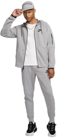 NIKE Tech Fleece Jacket Hoodie & Joggers Tracksuit Steel Grey, Men's Size Large L, Lightweight