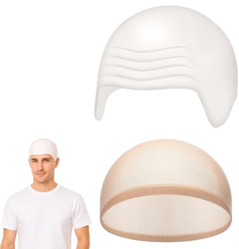 MUNSKT Weiße Glatzenhaube, Latex-Kopfbedeckung, Glatzenhüte und Haarnetz, Cosplay-Kostüm-Zubehör für Erwachsene, Kinder, Männer, Frauen, Halloween, 2 Stück