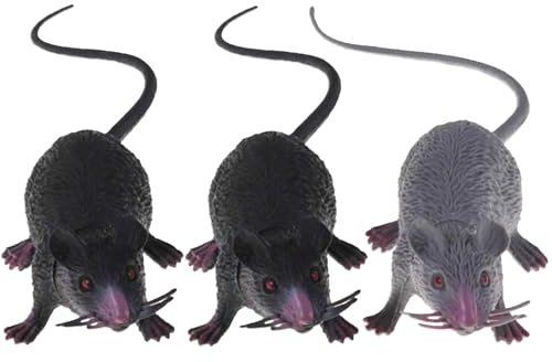 NASSMOSSE Souris, Rat en Plastique 3 pièces, Souris réaliste de Simulation, réutilisables pour fête, Festival, Jouets de farces