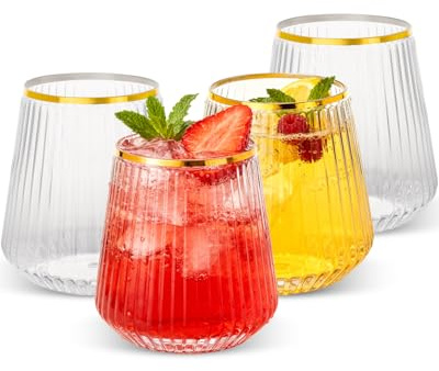 Goodluck 20 Pack Stemless Plastic Wine Glasses