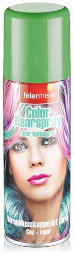 Feiermeier Color Haarspray 125ml - Grün - Perfekt für Karneval, Fasching, Halloween und Festivals. Leuchtende Farben, leicht auswaschbar, Praktische Sprühdose