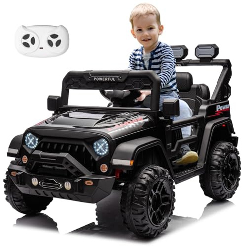 HAUSPROFI 12V 7Ah Kinder Elektroauto,Elektroauto für Kinder ab 1-8 Jahren | Kinderauto Elektrisch mit Fernbedienung,3-Gang Elektroantrieb, 2 Fahrmodi, ,LED-Lichtern, Musik, Sicherheitsgurt,(Schwarz)