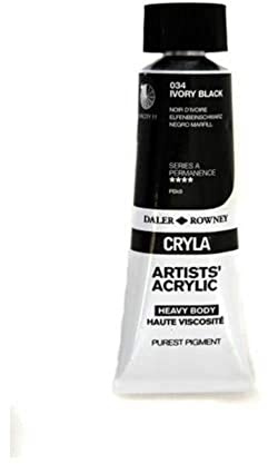 Daler Rowney Cryla Acrylic 75 ml Ivory Black, Professional Artists