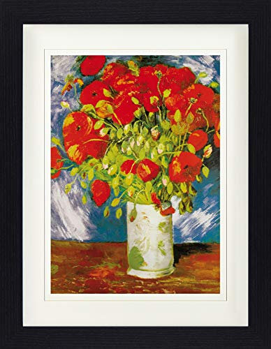 1art1 Vincent Van Gogh Poster Vase Mit Rotem Klatschmohn, 1886 Gerahmtes Bild Mit Edlem Passepartout | Wand-Bilder | Im Bilderrahmen 40x30 cm