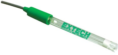 Extech 60120B Mini pH Electrode, 10 by 120mm, 0-14 pH | General-purpose glass-bulb pH sensor, polycarbonate, protective teeth, 0-80C, BNC connector