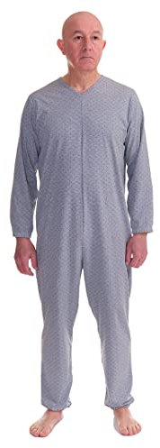 FERRUCCI COMFORT Pigiama Tutone Sanitario serenità Manica Lunga 1 Cerniera/Zip Dietro Schiena Estivo (Azzurro/Cielo, L)