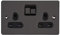 Schneider Electric Ultimate Flat Plate - Switched Double Power Socket, Single Pole, 13A, GU3220BBN, Black Nickel with Black Insert