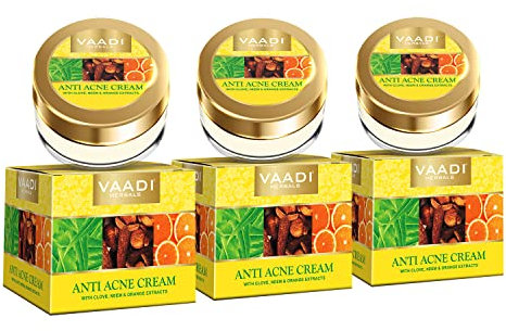 Vaadi Herbals Anti-Acne Cream - Clove & Neem Extract Face Cream For Men & Women All Skin Type 30 Gms X 3